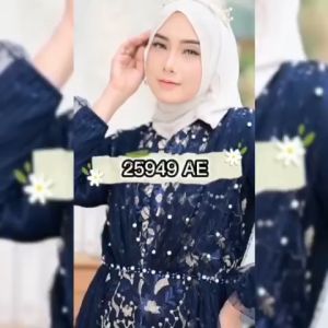 YESAYA Gamis Pesta Mewah Terbaru Tille Bordir Mix Tille Dot Payet Busui Premium 25949
