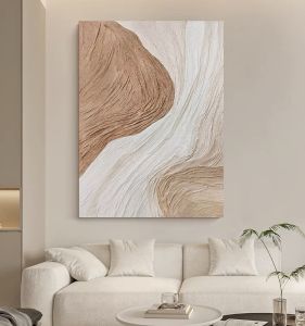 Hand-Painted Abstract Living Room Wall Art No Frame Texture Oil Painting Modern Simple Style Decorative Picture for Company Club