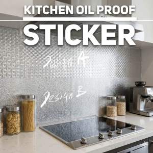 [SG Ready Stock] Kitchen Waterproof Oil Proof Aluminum Foil Sticker Silver Chequer Peel and Stick Wallpaper Removable and Self Adhesive Paper for Kitchen Countertops Desk Cabinet