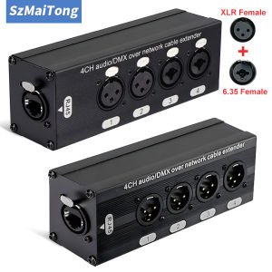 1Pcs 4-Channel 3-Pin XLR Audio and DMX over Network Cable Extender DMX512 Network Signal Extender  Female or Male