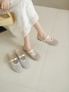 Josiny | Summer Closed Toe Mules Lace-up Mesh Slippers