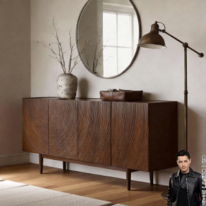 OUJUGEJIAJU | Retro Solid Wood Living Room Storage Cabinet