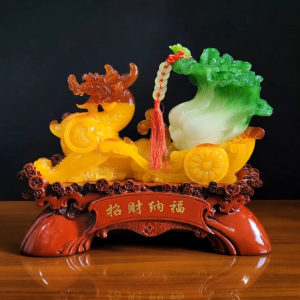 Tượng Tỳ Hưu Kéo Bắp Cải Kỳ Lân Kéo Bắp Cải Decor Phong Thủy Chiêu Tài Hút Lộc Decor Bàn Thờ Thần Tài