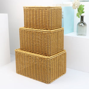 Bamboo-look Large Capacity Storage Basket