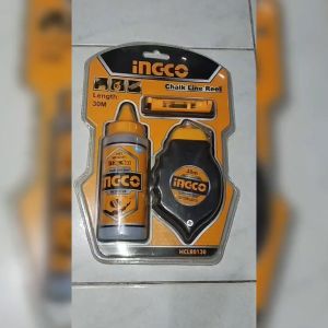 LOT TUKANG INGCO TALI TINTA SIPATAN 30M CHALK LINE GARIS KAPUR HITAM 30 meter with Powder HCLR0130 alat tukang 30M 30 M
