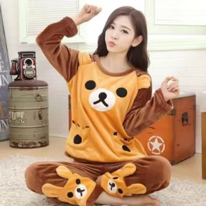 Red Thickened Coral Fleece Pyjamas Set with Lace Trim Velvet for Women Home Clothes Warm Winter Autumn Spring Sleepwear