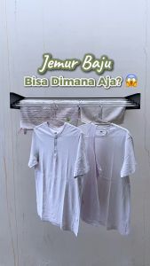 GUNINCO Jemuran Baju Lipat 80 cm / Jemuran Rak Baju Invisible Dinding Lipat Gantung Pipih Dekorasi Apartemen Minimalis Hemat Tempat // Jemuran lipat dinding buka tutup / Jemuran baju handuk Hitam Putih