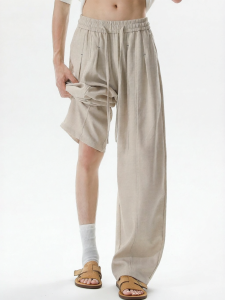 Wood soon | Retro Deconstructed Linen Summer Lightweight Trousers Loose Pants