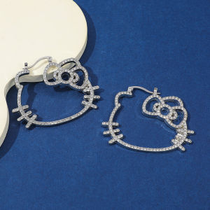 Y2K HelloKitty Hollow Rhinestone Earrings Sweet Cute Fashion Girls Gifts Creative Trendy Jewelry
