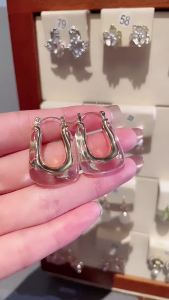 Green Pink Transparent Resin Earrings For Women Geometric Irregular Stud Earrings 2023 New Trendy Ear Jewelry for Party B