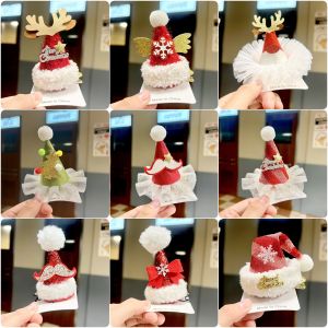 Cute Christmas Barrettes Christmas Hat Christmas Elk Hair Accessories Headdress Kids Cute Wind Fall and Winter Hair Accessories Hairpin