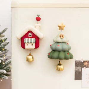Creative Cute Red Cottage Fridge Magnetic Decal with Bell for Home Wall Door Office Whiteboards Decor Birthday Gift for Women