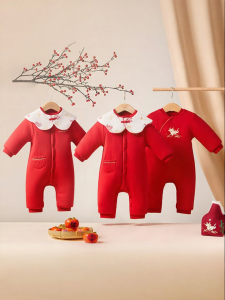 Purcotton | Infant Red Festive Jumpsuit A-grade