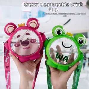 Cute Cartoon Large Capacity Dual Drinking Childrens Cup