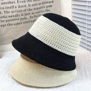 Sweet Cute Style Womens Summer Sun Protection Knitted Fisherman Hat Hollow out Silk Basin Cap Long Front Short Back Design