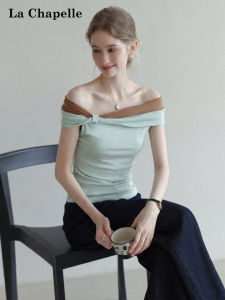 La Chapelle | Off-Shoulder Two-Tone Illusion Layered T-Shirt