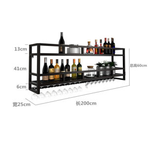 Wall-Mounted Iron Art Wine Rack Restaurant Bar Display Shelf Creative Hanging Bar Counter Wine Cabinet Multi-Functional Modern Simple Design