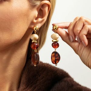 SHIXIN Vintage Resin Acrylic Geometric Pendant Earrings for Women Bohemia Round Water Droplet Drop Earrings Jewelry Accessories