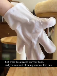 Pet Wet Wipe Cleaning Gloves Gentle Formula Disposable No-Wash Style Great For Cat And Dog