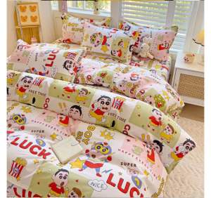 ผ้าห่ม ผ้าปูที่นอน (ลายชินจัง) ขนาด 3|5|6 🛌 ฟุต เนื้อผ้าคอตตอน 100% หนานุ่ม สีไม่ตก 🛒🌷🌸🌈