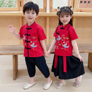[2-13 Years] daidai (Ready Stock) Children Hanfu Tang Suit Boy Girl Kid Chinese New Year CNY Qipao 儿童汉服男童女春唐装套中国风古装新年衣服
