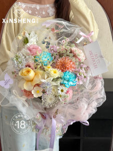 ผ้าตาข่ายปักลายดอกไม้ 3 มิติ สีสันสดใส ดอกไม้สด ห่อดอกไม้ วัสดุอุปกรณ์ตกแต่งดอกไม้ DIY ทำมือ สำหรับร้านดอกไม้