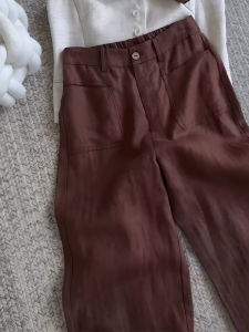 Deep Brown plus Size Long Straight Leg Pants Womens Comfortable High Waist Slimming Casual Wide Leg Trousers Autumn New Arrival