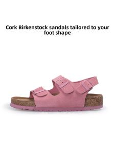 THEMULE | Wide Big Size Genuine Leather Cork Thick Sole Double Buckle Sandals