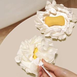 2-In-1 Bath Ball Towel Loofah With Drawstring Closure For Soap Soft Exfoliating Mesh Shower Sponge Skin Care Bathing Tool