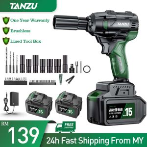 【Ready Stock】Tanzu MT-21V TZ-980 High Torque Brushless Cordless 3 in 1 Impact Wrench Driver Drill Electric Impact Wrench With Storage Tool Case