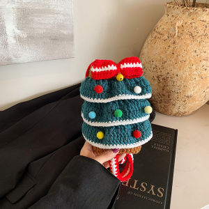 Christmas Kids Bag 2024 New Arrival Fashion Boy Baby Knitting Woolen Yarn Bag Little Girl Outing Cross-Body Bag