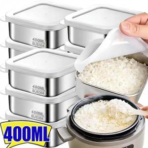 304 Stainless Steel Food Container with Cover Small Thicken Fresh-Keeping Food Rice Fruit Lid Sealed Storage Box Kitchen Fridge Organizer