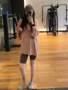 YUEZHONGWEI | Slimming Loose Lightweight Pink Round Neck Thin Long Sleeve Shirt Blouse