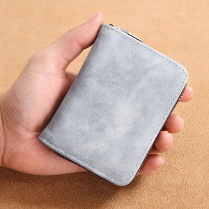 Slim Compact Mens Card Holder with Zipper Ultra-Thin Wallet Large Capacity Anti-Magnetic Multi-Card Slot Accordion Design