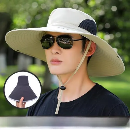 Men%20Dry%20Farm%20Work%20Protection%20Childrens%20Summer%20Outdoor%20Face%20Cover%20Ultraviolet-Proof%20Sun%20Straw%20Bucket%20Hat%20-%20Image%203