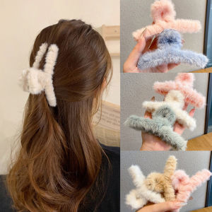 Ready Stock Korean Soft Furry Hair Claws Faux Fur Hair Clip Big Clamps Sweet Plush Hair Crabs Clip For Girls