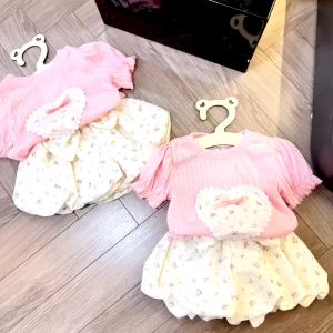 Đồ bộ bé gái set đồ bé gái 2 chi tiết áo + quần bí cho bé từ 10-20kg