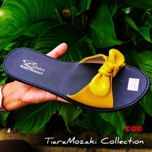 Sandal Teplek Wanita Motif Bunga Cantik Slop Slide Flat SoL Karet Anti Licin