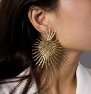 Popular Korean Fashion Earrings Round Metal Catwalk Earrings (greek god earrings)