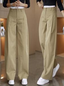 High Waist Wide Leg Pants Womens Casual Accordion Pleat Side Pressed Loose Slimming Straight Casual Trousers