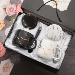 Elegant Coffee Mug with Lid And Spoon High Quality Moving Gift Box Wedding Favor Cup Ceramic Drinkware European Style Adult