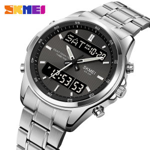 SKMEI 2049 Sport Quartz Digital Business Watches Stainless Steel Wristwatch Mens Waterproof LED Electronic Relogio Masculino