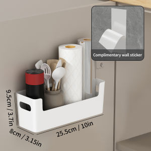 WORTHBUY Wall Mounted Punch Free Self Adhesive Storage Rack Holder Cabinet Door Plastic Organizer Shelf Kitchen Accessories