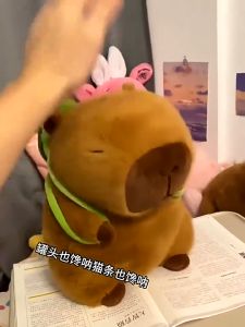 Capybara Plush Toy with Detachable Little Turtle Backpack Cute Capibara Plushie Toy Stuffed Doll Kid Gift