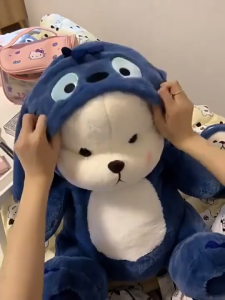 25cm Cute Stitch Transforming Plush Toy Hat Partially Removable Hand Washable or Machine Washable Filled with High-Quality Cotton Perfect as a Childrens Birthday Gift Plush Toy