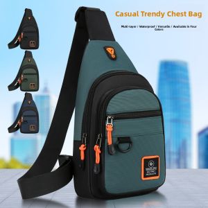 2025 New Oxford Cloth Mens Crossbody Bag Large Capacity Casual Chest Bag Waterproof Delivery Backpack for Business