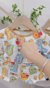 Bộ cộc tay thun tăm cho bé bộ cộc tay thun tăm lạnh màu mặc hè cho bé trai và bé gái từ 6kg đến 16kg  [046]