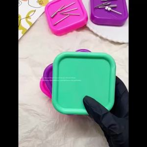 Green Portable Magnetic Nail Art Organizer Tray Cat Eyes Design Storage Container for Nail Grinding Heads Tool Holder