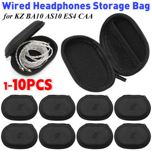1-10PCS Wired Earphones Storage Bag Universal Wired Headphones Carrying Case PU Storage Box Organizer Bag for KZ BA10 AS10 ES4