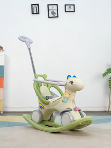 Beige Rocking Horse For Kids 2 in1 Rocking Horse Rider Push Car Balance Car Rocker Pony Trojan Toys Kid New Year Gift